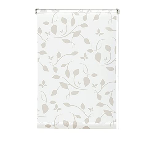 GARDINIA EASYFIX Decorative Scandinavian Roller Blind No Drilling Required for Gluing or Clamping Opaque Translucent White/Natural 105 x 180 cm