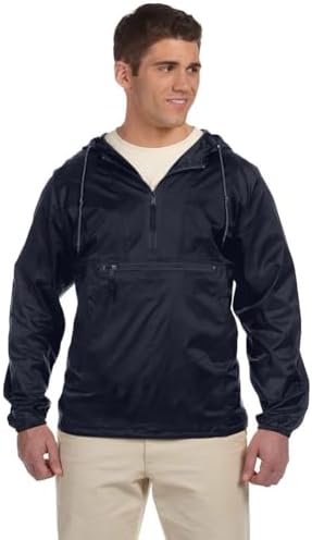Harriton Packable Nylon Jacket, XL, BLACK at Amazon Men's Clothing