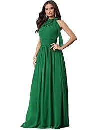 Aox falda larga de gasa formal, sin mangas, para fiesta o noche