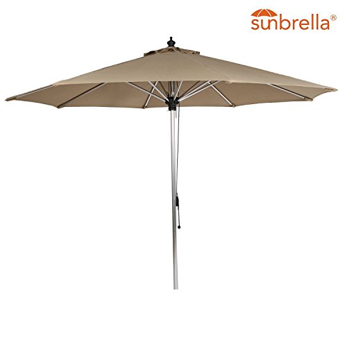 Ulax furniture Sunbrella Patio Umbrella 10 Ft Outdoor Aluminum Market Umbrella with Pulley System