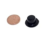 Miniature Top Hats - Black Plastic - 19 x 11mm (or 0.75in. X 0.43in., 48/pcs) (Hat rim is the diameter of a penny)