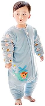 Quavey Winter Baby Sleeping bag Cotton Wearable Blanket Long Sleeves With Feet Baby(Blue,X-Large)