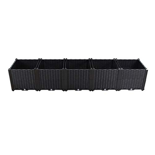 Hershii Rectangular Deepened Garden Raised Bed Kits Plastic Plant Containers Indoor Outdoor Vegetables Herbs Flowers Growing Planter Box – Black – 76.77 X 15.35 X 14.96 Inches