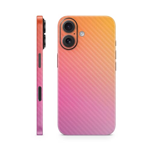 Carbon Fiber Phone Skin Compatible with Apple iPhone 16 - Sunset Blur - Premium…