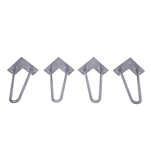 12" Hairpin Legs, 1/2 Diameter Cold Rolled Steel, 2-rod(silver) Set of 4 Table Legs, Metal Legs, Furniture Legs,Coffee Table Legs,Desk Legs,Perfect for DIY Projects