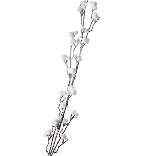 Factory Direct Craft Group of 4 Hand Wrapped Twig and White Cottony Berry Sprays for Floral Arranging, Designing and Crafting