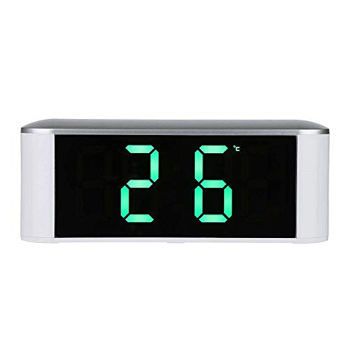 Alarm Clock for Gilrs,MeiLiio LED Mirror Clock 3 Modes Brightness Adjustable Digital Clock LED Temperature Display Snooze Touch Electronic Clock With Thermometer for Bedroom Office,Green Light - Thumbnail 6