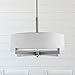 Linea di Liara Allegro Drum Chandelier Dining Light Fixtures Ceiling Hanging Kitchen Pendant Light Fixture Dining Room Lights Over Table Brushed Nickel with Fabric Shade, UL Listed