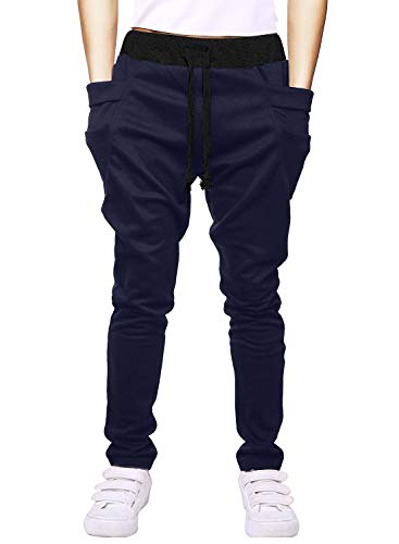 Boy's Cotton Sweatpants Adjustable Waist Jogger Pants Trousers in Basic Colors