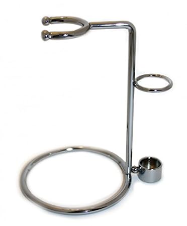 RAZZOOR Rasierer Ständer groß mit Rasierpinselhalter - Ständer für ein Rasier-Set verchromt mit Rasierer Halterung + Halter R