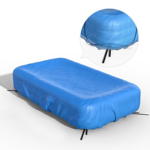 Inflatable Pool Cover Rectangle for 120” x 72”, 130” x 72”, 145" x 74" Pool, Secure Elastic Edge & Drawstrings 10' x 7' Rectangular Pool Covers for Above Ground Pools