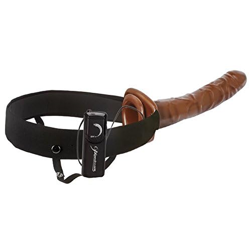 Fetish Fantasy 10-Inch Choco Dream Vib Hollow Strap, Brown image