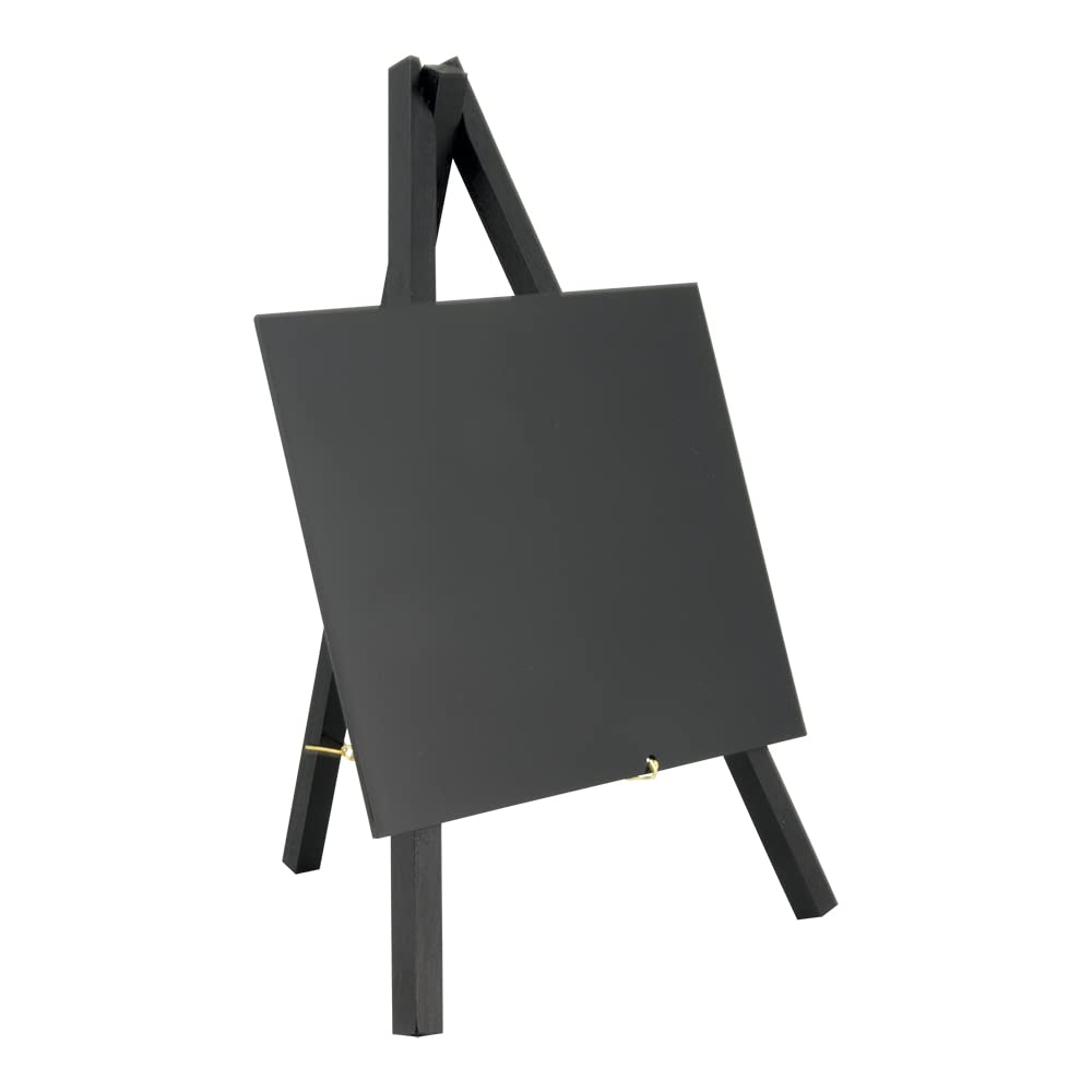 Securit Mini Chalkboard Sign with Black Easel Stand, Mini Blackboard Sign, Easel Chalkboard for Wedding Table Number or Birthday with Chalkmarker Included