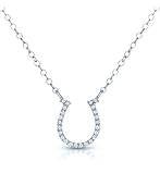 Diamond Horseshoe Pendant Necklace in 10k White Gold with Chain (1/2cttw)