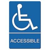 Headline Sign ADA Sign Wheelchair Accessible, Tactile Symbol/Braille, Plastic, 6x9, Blue/White - Includes one each.