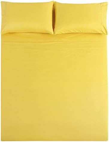 Style Homes 4-Piece Luxury Bed Sheet Set - Ultra Soft Microfiber, Solid Color, Wrinkle & Shrink Resistant, Hypoallergenic - California King, Spicy Mustard