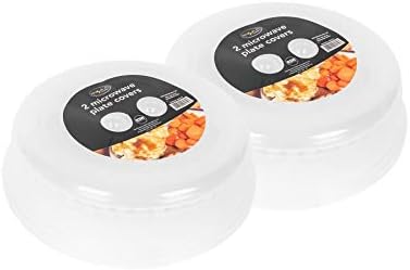 Set of 2 Ventilated Microwave Food Plate Dish Cover Kitchen Cooking, Pack of 2, Clear