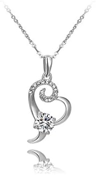 Bling Jewelry Women's Heart-shaped Pierced Necklaces Rose Gold/platinum Plated Swarovski Element Pendants (platinum-plated)