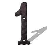 6 Inch House Numbers, Cast Iron Metal Home Address Number, Heavy Duty & Sturdy, Unique Hammered Look, Number 1