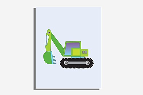 Boys Room Pictures Farm Nursery Tractor Bedroom Decor Green Blue Set of 4 Prints Transport Construction Vehicles Truck Digger Bulldozer Pictures Boys Wall Art - Thumbnail 4