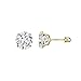 14kt Solid Yellow Gold Superbright Clear Cz Basket Setting Round Screwback Stud Earrings (3mm)