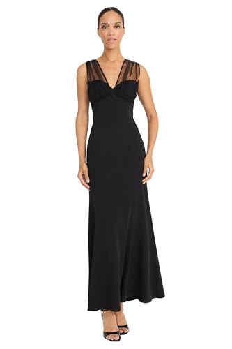 Maggy London Women's Dresses Womens Sleeveless Ankle Length Dress with Sheer Me…