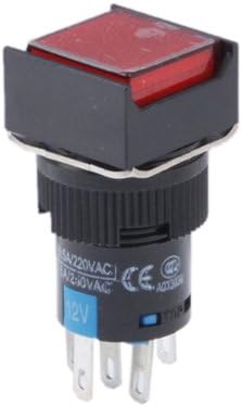 Car Replacement Parts Car Switch Car DIY Square Button Push Switch With Lock & LED Indicator, DC 24V (Color : Red)