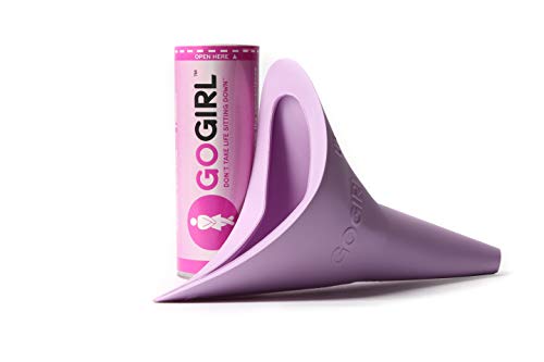 GoGirl Female Urination Device + Germ Resistant Portable Urinals for Women, Camping, Hiking, Outdoor Activities & More with Medical Grade Silicone (Reusable) + Storage Coolie Purse - Pink/Lavender