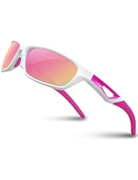 RIVBOS Polarized Sports Sunglasses Driving Glasses Shades for Men TR90 Unbreakable Frame for Cycling Baseball RB831 (White&Pink)