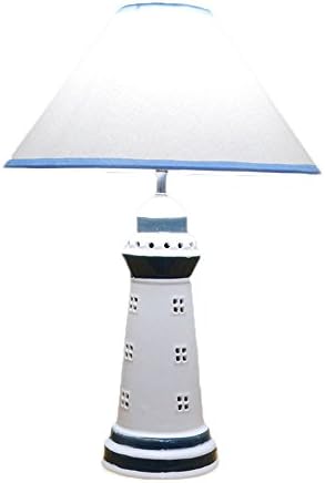 Mediterranean Lighthouse Ceramic Table lamp Children's Bedroom lamp boy Room Bedside Table lamp LED Creative lamp 33x55cm [Energy Class A++]