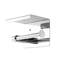 YISMAN Toilet Paper Holder with Mobile Phone Storage Shelf,3M-Adhesive No Drilling or Wall-Mounted with Screws,Polishing Finish