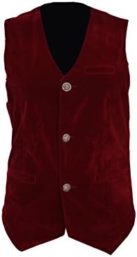 Mens Vest Waistcoat Gothic Steampunk Victorian (Large, Red)