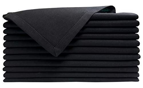 Cloth dinner Napkins-Flax Cotton Fabric- Black color, Measuring 19x19, Wedding Napkins,Cocktails Napkins,Dinner Napkins,Decorative Napkins, Mitered Corners, Machine Washable Dinner Napkins Set of 12