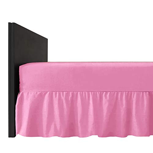 mFabrics Poly-Cotton Extra Deep Fitted Valance Sheet - Easy Care, Machine Washable - Available in 20 Colours - 40cm Frilled - Single Double King Super King Pillowcase Pair (Baby Pink, King)