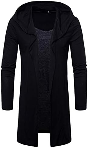 Shybuy Mens Fashion Hooded Long Sleeve Draped Lightweight Open Front Shawl Collar Longline Cardigan