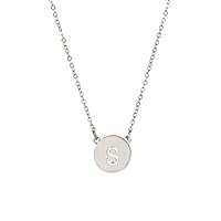 blackbirdlee Stylish Initial Necklace, Unisex Two-Sided 26 Letters Round Pendant Chain Necklace, Fashion Women Jewelry Gift S Silver