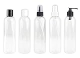 SET of 5 - Empty Spray Bottles / Dispensers for Lotion, Cream, Oils, and Other Cosmetics, 8 Oz. (clear)
