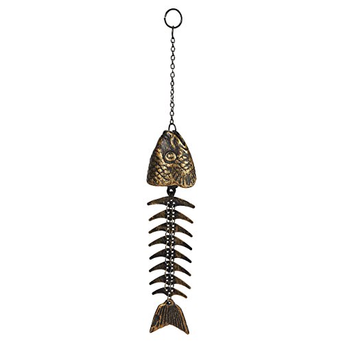 Juvale Wind Chime, Rustic Decorative Fishbone Outdoor Chime, Hanging Décor for Patio, Garden, and Balcony, Bronze 12.6 x 2.4 x 2.4 Inches