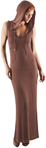 Lauren Mermaid Maxi Dress- Women's Hooded Maxi Dress (X-Small, Mocha)