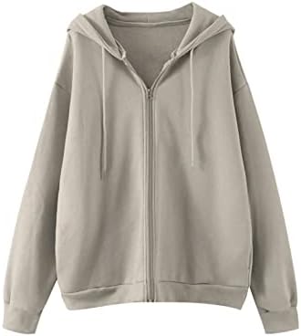 MISSACTIVER Women's Vintage Solid Drawstring Hoodies Zip Up