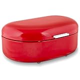 Bread Box Red, Carbon Steel, Large Capacity - Sturdy Food Storage Containers and Metal Bread Boxes for Kitchen Counters - Retro Countertop Breadbox for loaves | 15.7 x 10.8 x 7 inches