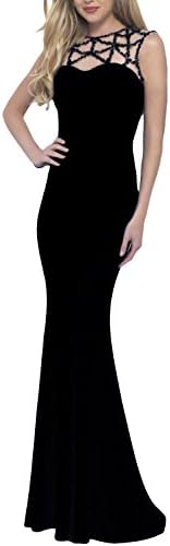 TrendProm Women's Mermaid Spandex with Sweep Train Prom Dresses Size 6 US Black