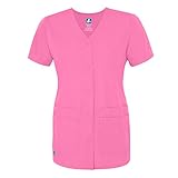 Adar Universal Double Pocket Snap Front Top - 604 - Lipstick Pink - XL