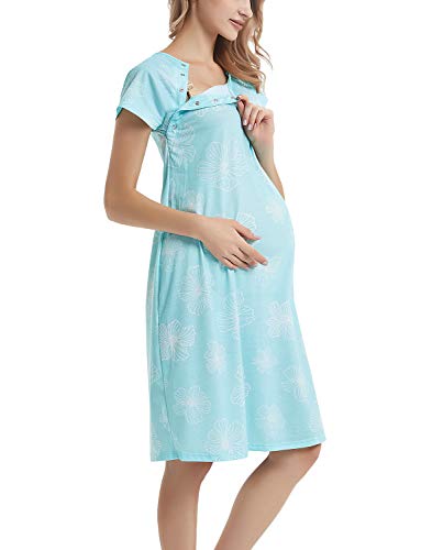 GINKANA Maternity Labor Delivery Gown Hospital Nightgown Nursing Nightdress with Matching Pillowcase - Thumbnail 2