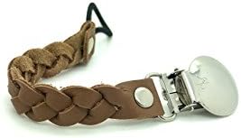 Leather Pacifier Clip Cutie Clip (Brown, Lotus)