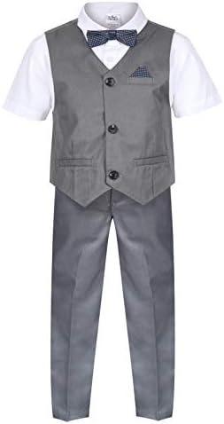 Boys Suits Grey 5 Piece Boys Wedding Suit Page Boy Party Ceremony Prom 9 Months to 14 Years