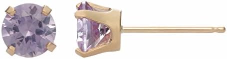 Round 5MM NATURAL PINK TOPAZ 10K Yellow Gold Birthstone Earrings Lavari