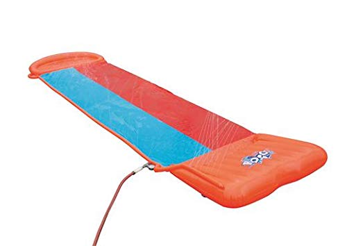 Bestway H2OGO! Double Inflatable Water Slide for Outdoor Summer Family Fun Party with Speed Ramp, Orange/Blue