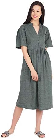 Aashish Garments Women's Plus Size Cotton Casual Printed Midi Dress