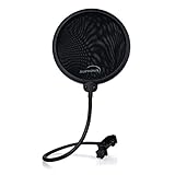 AUPHONIX Microphone Pop Filter (MPF-1) - Easy-On 6inch Shield for Powerful Vocals Blocks Thud, Pop, BP Plosives, S Hiss for Clear as a Bell Sound - Double Optimized Mesh Filter Windscreen Cover Mask
